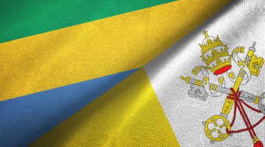Gabon ve Vatikan iki bayraklı kumaş, kumaş dokusu