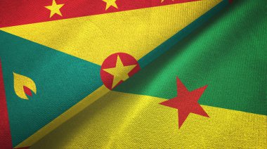 Grenada ve Fransız Guyanası iki bayraklı kumaş, kumaş dokusu