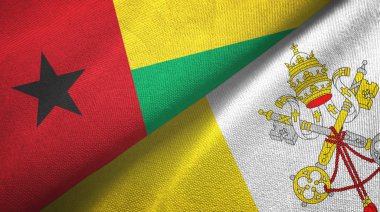 Gine-Bissau ve Vatikan iki bayraklı kumaş, kumaş dokusu