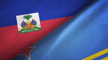 Haiti ve Aruba iki bayrak tekstil kumaşı, kumaş dokusu