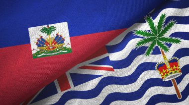 Haiti ve İngiliz Kızılderili Bölgesi. İki bayrak, tekstil kumaşı, kumaş dokusu.