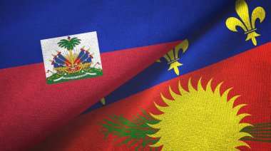 Haiti ve Guadeloupe iki bayraklı kumaş, kumaş dokusu