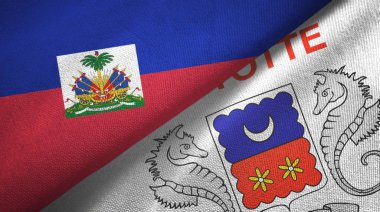 Haiti ve Mayotte iki bayraklı kumaş, kumaş dokusu