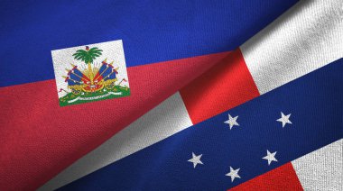 Haiti ve Hollanda Antilleri iki bayrak tekstil kumaşı, kumaş dokusu