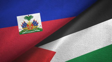 Haiti ve Filistin iki bayrak tekstil kumaşı, kumaş dokusu