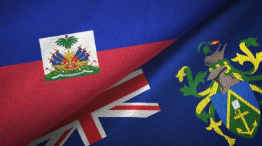 Haiti ve Pitcairn Adaları iki bayrak tekstil kumaşı, kumaş dokusu