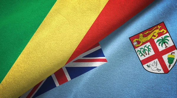 Конго и Фиджи два флага текстильная ткань, текстура ткани — стоковое фото