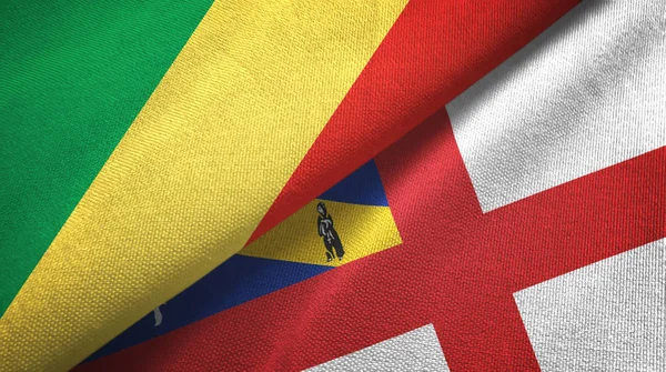 Congo and Herm two flags textile cloth, fabric texture — Stock Photo, Image