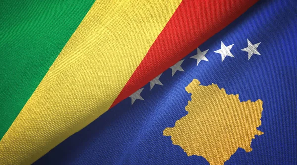 Congo and Kosovo two flags textile cloth, fabric texture