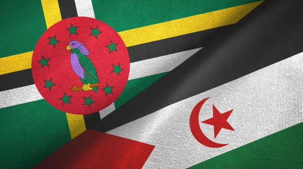Dominica and Western Sahara two flags textile cloth, fabric texture