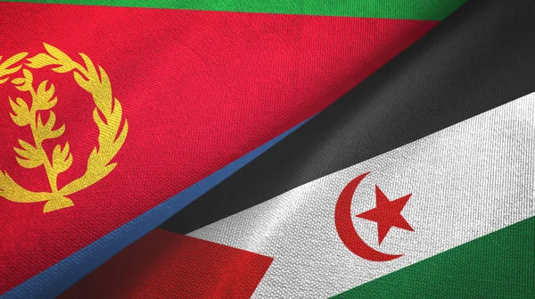 Eritrea and Western Sahara two flags textile cloth, fabric texture