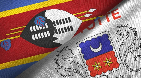 Eswatini ve Mayotte iki bayraklı kumaş, kumaş dokusu