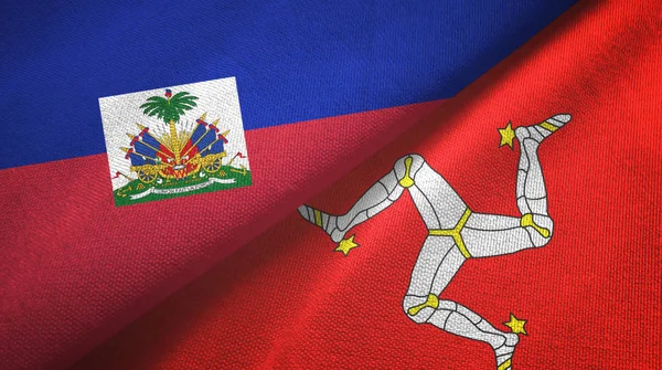 Haiti e Isola di Mann due bandiere tessuto, tessitura tessuto — Foto Stock