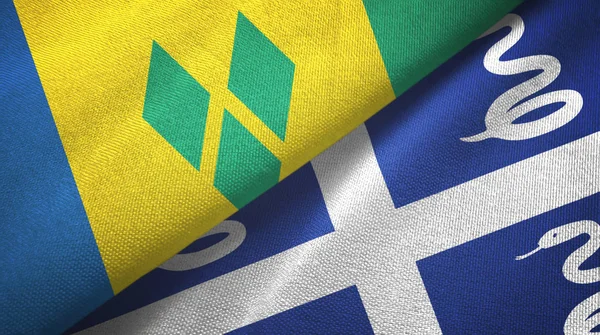 Άγιος Βικέντιος και Γρεναδίνες και φίδι της Μαρτινίκας δύο σημαίες — Φωτογραφία Αρχείου