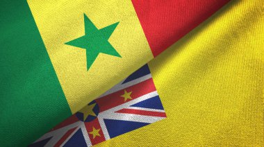 Senegal ve Niue iki bayraklı kumaş, kumaş dokusu