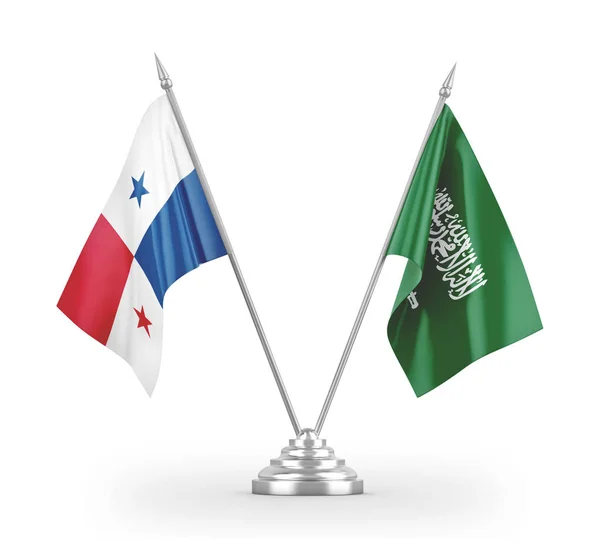 Saudi arabia und panama table flags isoliert auf weißem 3D-Rendering — Stockfoto