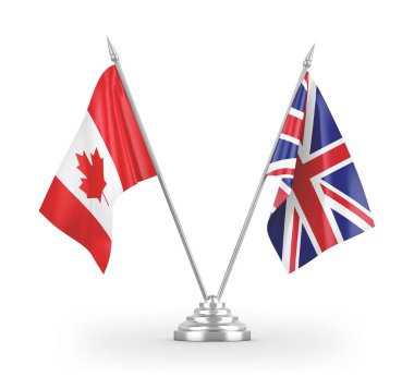 United Kingdom and Canada table flags isolated on white 3D rendering 