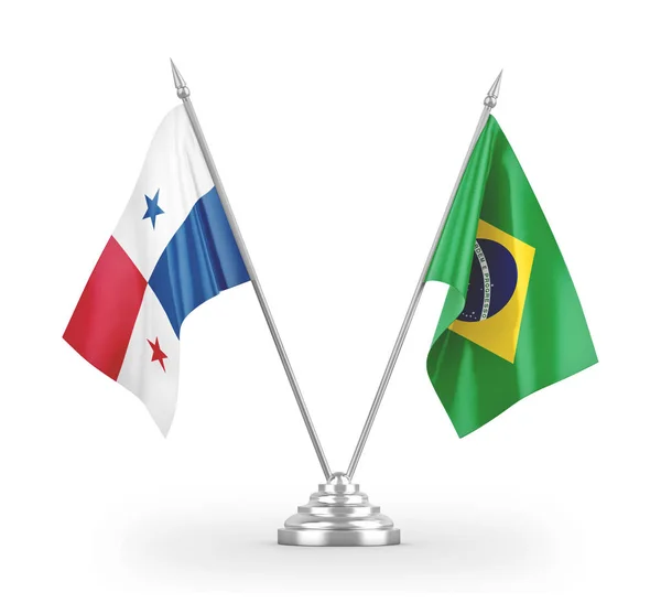 Brazilië en Panama tafelvlaggen geïsoleerd op witte 3d rendering — Stockfoto
