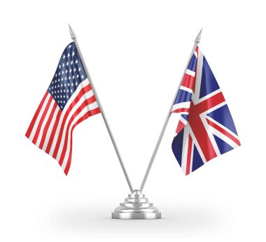 United Kingdom and United States table flags isolated on white 3D rendering