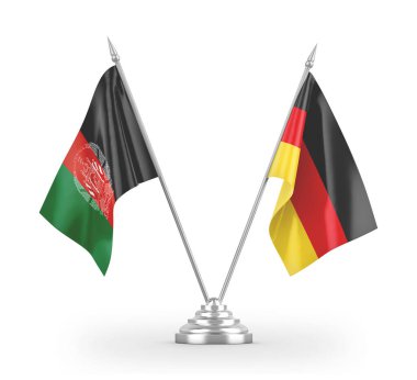 Germany and Afghanistan table flags isolated on white 3D rendering 