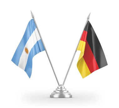 Germany and Argentina table flags isolated on white 3D rendering 