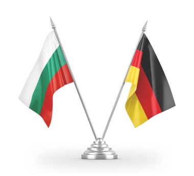Germany and Bulgaria table flags isolated on white 3D rendering 