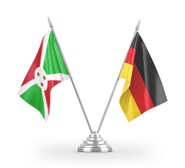 Germany and Burundi table flags isolated on white 3D rendering 
