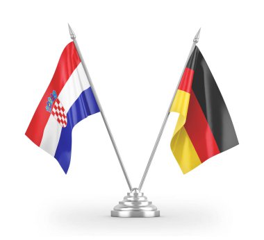 Germany and Croatia table flags isolated on white 3D rendering