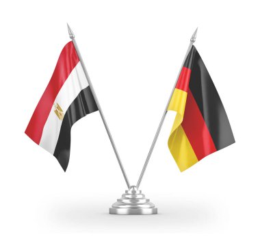 Germany and Egypt table flags isolated on white 3D rendering