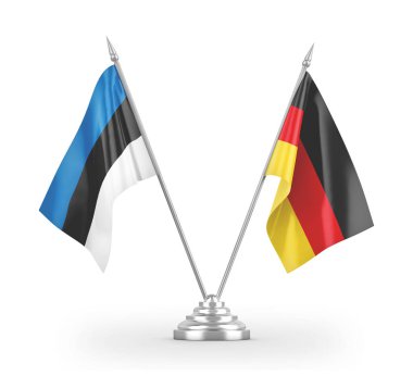 Germany and Estonia table flags isolated on white 3D rendering