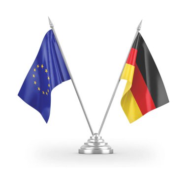 Germany and European Union table flags isolated on white 3D rendering