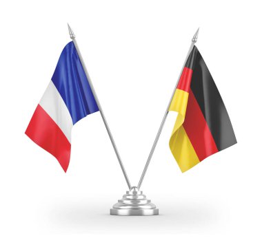 Germany and France table flags isolated on white 3D rendering
