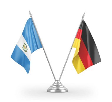 Germany and Guatemala table flags isolated on white 3D rendering