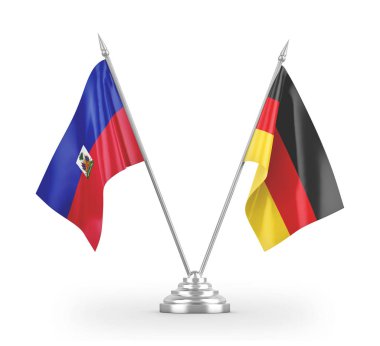 Germany and Haiti table flags isolated on white 3D rendering