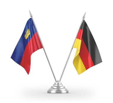 Germany and Liechtenstein table flags isolated on white 3D rendering