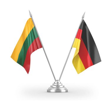 Germany and Lithuania table flags isolated on white 3D rendering