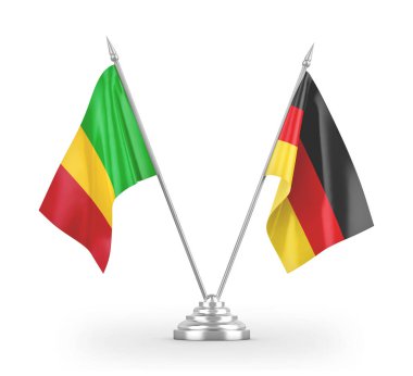 Germany and Mali table flags isolated on white 3D rendering