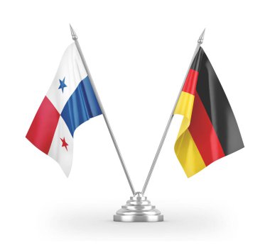 Germany and Panama table flags isolated on white 3D rendering