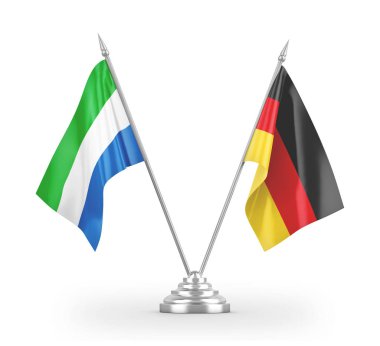 Germany and Sierra Leone table flags isolated on white 3D rendering