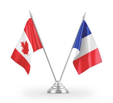 France and Canada table flags isolated on white 3D rendering 