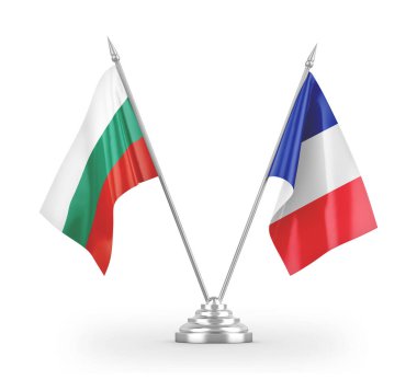 France and Bulgaria table flags isolated on white 3D rendering 