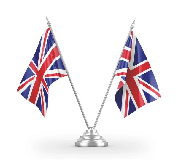 Banderas de mesa del Reino Unido aisladas en renderizado 3D blanco — Foto de Stock