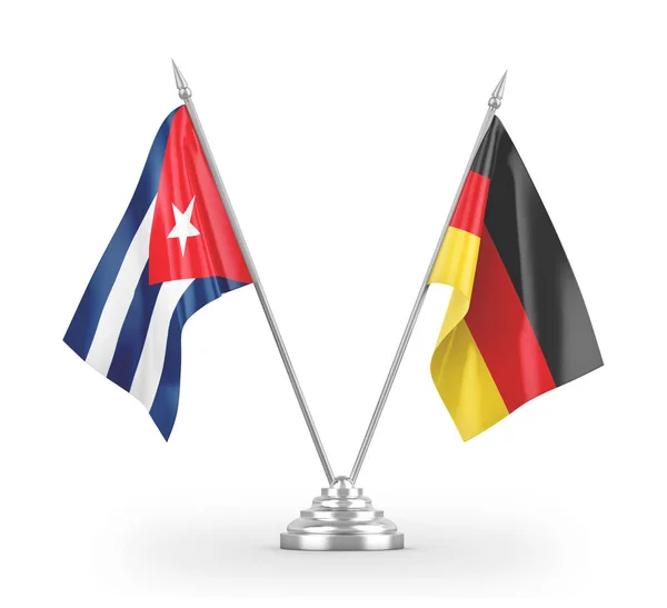 Germany and Cuba table flags isolated on white 3D rendering — ストック写真