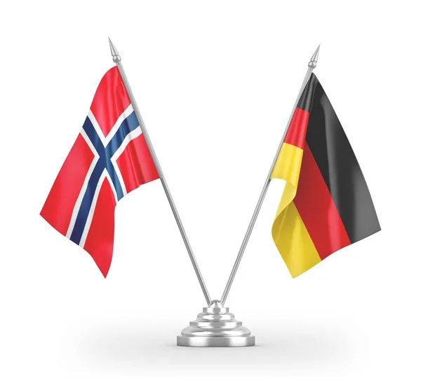 Germany and Norway table flags isolated on white 3D rendering — Stok fotoğraf