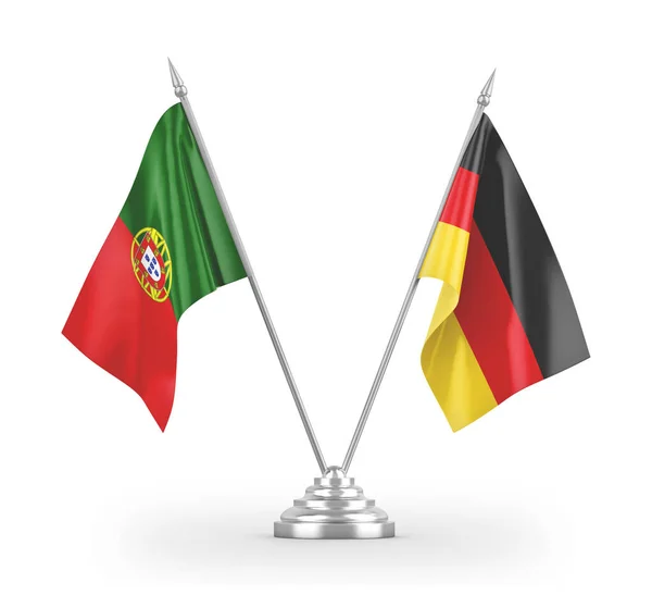 Germany and Portugal table flags isolated on white 3D rendering — Stock Photo, Image