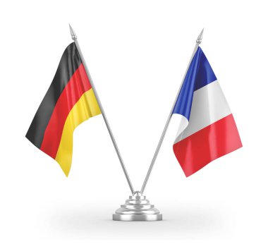 France and Germany table flags isolated on white 3D rendering