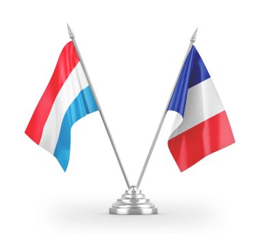 France and Luxembourg table flags isolated on white 3D rendering