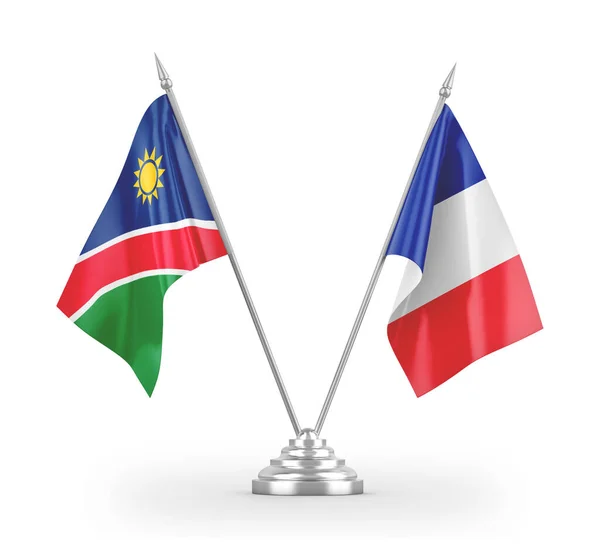 Francie a Namibie tabulky vlajky izolované na bílém 3D vykreslování — Stock fotografie