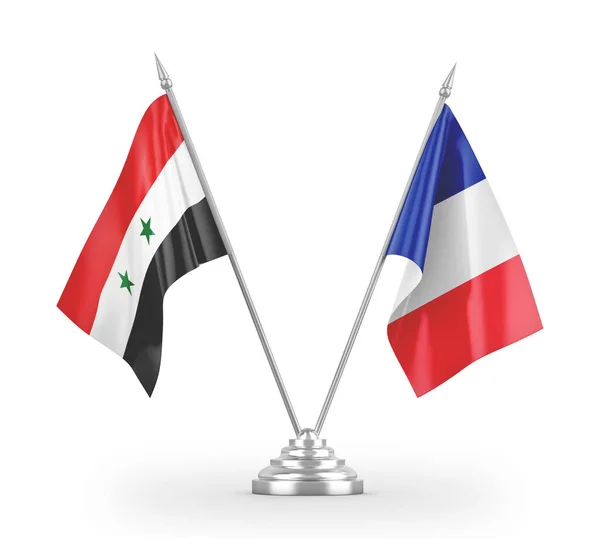 Франція та Сирія настільні прапори ізольовані на білому 3d рендерингу — стокове фото