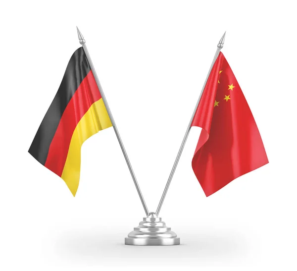 Bendera tabel Cina dan Jerman terisolasi pada render 3D putih — Stok Foto